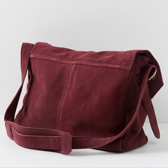 NWOT FREE PEOPLE ZAHARA SUEDE MULBERRY MESSENGER BAG - Picture 6 of 14